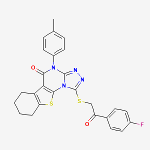 molecular formula C26H21FN4O2S2 B4629080 1-{[2-(4-氟苯基)-2-氧代乙基]硫代}-4-(4-甲基苯基)-6,7,8,9-四氢[1]苯并噻吩并[3,2-e][1,2,4]三唑并[4,3-a]嘧啶-5(4H)-酮 