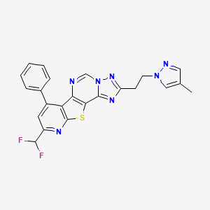 molecular formula C23H17F2N7S B4629093 9-(difluoromethyl)-2-[2-(4-methyl-1H-pyrazol-1-yl)ethyl]-7-phenylpyrido[3',2':4,5]thieno[2,3-e][1,2,4]triazolo[1,5-c]pyrimidine 