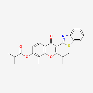 molecular formula C24H23NO4S B4629129 3-(1,3-benzothiazol-2-yl)-2-isopropyl-8-methyl-4-oxo-4H-chromen-7-yl 2-methylpropanoate 