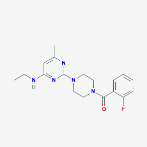 molecular formula C18H22FN5O B4629175 N-ethyl-2-[4-(2-fluorobenzoyl)-1-piperazinyl]-6-methyl-4-pyrimidinamine 