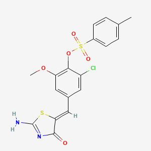 molecular formula C18H15ClN2O5S2 B4629197 4-甲基苯磺酸 2-氯-4-[(2-亚氨基-4-氧代-1,3-噻唑烷-5-亚烯基)甲基]-6-甲氧基苯酯 