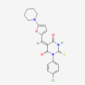 molecular formula C20H18ClN3O3S B4629200 1-(4-chlorophenyl)-5-{[5-(1-piperidinyl)-2-furyl]methylene}-2-thioxodihydro-4,6(1H,5H)-pyrimidinedione 