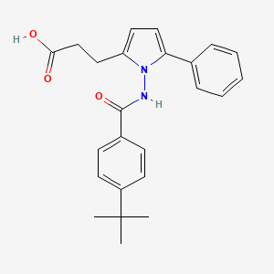molecular formula C24H26N2O3 B4629231 3-{1-[(4-tert-butylbenzoyl)amino]-5-phenyl-1H-pyrrol-2-yl}propanoic acid 