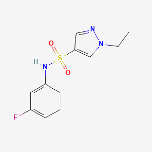 molecular formula C11H12FN3O2S B4629240 1-ethyl-N-(3-fluorophenyl)-1H-pyrazole-4-sulfonamide 