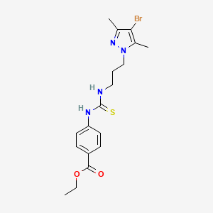 molecular formula C18H23BrN4O2S B4629252 ethyl 4-[({[3-(4-bromo-3,5-dimethyl-1H-pyrazol-1-yl)propyl]amino}carbonothioyl)amino]benzoate 