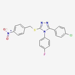 molecular formula C21H14ClFN4O2S B4629256 3-(4-chlorophenyl)-4-(4-fluorophenyl)-5-[(4-nitrobenzyl)thio]-4H-1,2,4-triazole 