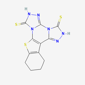 molecular formula C12H10N6S3 B4629309 10,11,12,13-tetrahydro[1]benzothieno[3,2-e]bis[1,2,4]triazolo[4,3-a:4',3'-c]pyrimidine-3,7-dithiol 