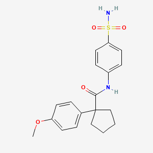 molecular formula C19H22N2O4S B4629324 N-[4-(aminosulfonyl)phenyl]-1-(4-methoxyphenyl)cyclopentanecarboxamide 