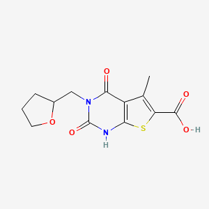 molecular formula C13H14N2O5S B4629356 5-methyl-2,4-dioxo-3-(tetrahydro-2-furanylmethyl)-1,2,3,4-tetrahydrothieno[2,3-d]pyrimidine-6-carboxylic acid 