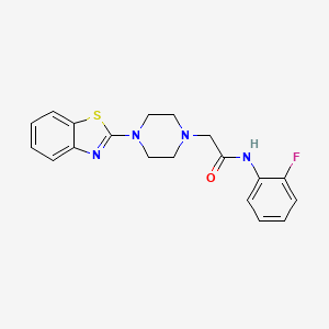 molecular formula C19H19FN4OS B4629358 2-[4-(1,3-benzothiazol-2-yl)-1-piperazinyl]-N-(2-fluorophenyl)acetamide 