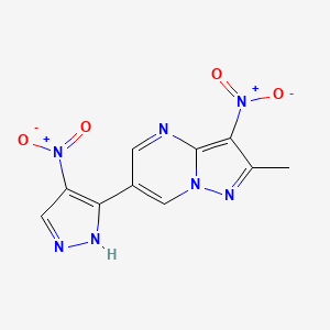 molecular formula C10H7N7O4 B4629359 2-methyl-3-nitro-6-(4-nitro-1H-pyrazol-3-yl)pyrazolo[1,5-a]pyrimidine 