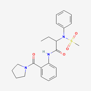 molecular formula C22H27N3O4S B4629363 2-[(methylsulfonyl)(phenyl)amino]-N-[2-(1-pyrrolidinylcarbonyl)phenyl]butanamide 