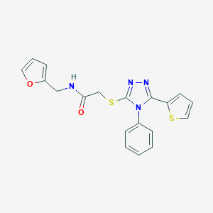molecular formula C19H16N4O2S2 B462939 N-(2-furylmethyl)-2-{[4-phenyl-5-(2-thienyl)-4H-1,2,4-triazol-3-yl]thio}acetamide CAS No. 473234-91-2