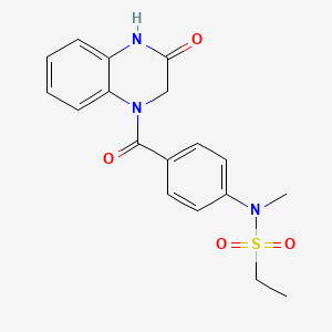 molecular formula C18H19N3O4S B4629401 N-methyl-N-{4-[(3-oxo-3,4-dihydro-1(2H)-quinoxalinyl)carbonyl]phenyl}ethanesulfonamide 