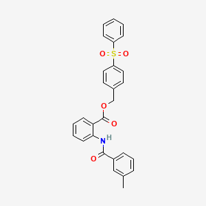 molecular formula C28H23NO5S B4629404 4-(苯磺酰基)苄基2-[(3-甲基苯甲酰基)氨基]苯甲酸酯 