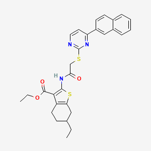 ethyl 6-ethyl-2-[({[4-(2-naphthyl)-2-pyrimidinyl]thio}acetyl)amino]-4,5,6,7-tetrahydro-1-benzothiophene-3-carboxylate