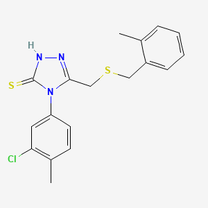molecular formula C18H18ClN3S2 B4629442 4-(3-chloro-4-methylphenyl)-5-{[(2-methylbenzyl)thio]methyl}-4H-1,2,4-triazole-3-thiol 