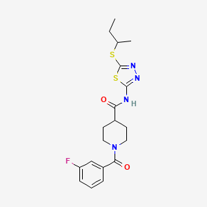 molecular formula C19H23FN4O2S2 B4629512 N-[5-(仲丁基硫代)-1,3,4-噻二唑-2-基]-1-(3-氟苯甲酰基)-4-哌啶甲酰胺 