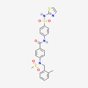 molecular formula C25H24N4O5S3 B4629528 4-[(2-methylbenzyl)(methylsulfonyl)amino]-N-{4-[(1,3-thiazol-2-ylamino)sulfonyl]phenyl}benzamide 