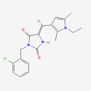 molecular formula C19H20ClN3O2 B4629539 3-(2-chlorobenzyl)-5-[(1-ethyl-2,5-dimethyl-1H-pyrrol-3-yl)methylene]-2,4-imidazolidinedione 
