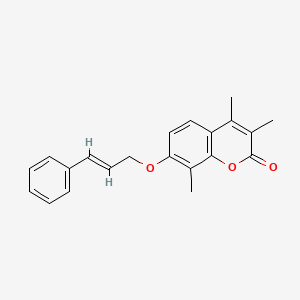 molecular formula C21H20O3 B4629552 3,4,8-三甲基-7-[(3-苯基-2-丙烯-1-基)氧基]-2H-色满-2-酮 