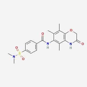molecular formula C20H23N3O5S B4629615 4-[(二甲氨基)磺酰基]-N-(5,7,8-三甲基-3-氧代-3,4-二氢-2H-1,4-苯并恶嗪-6-基)苯甲酰胺 