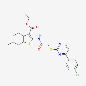 molecular formula C24H24ClN3O3S2 B4629621 2-[({[4-(4-氯苯基)-2-嘧啶基]硫代}乙酰)氨基]-6-甲基-4,5,6,7-四氢-1-苯并噻吩-3-羧酸乙酯 
