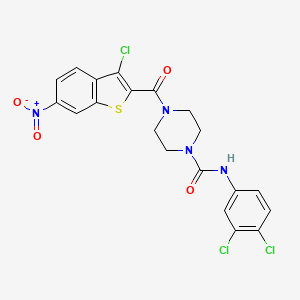 molecular formula C20H15Cl3N4O4S B4629685 4-[(3-氯-6-硝基-1-苯并噻吩-2-基)羰基]-N-(3,4-二氯苯基)-1-哌嗪甲酰胺 