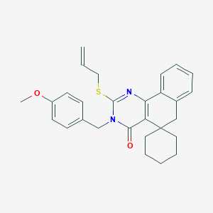 molecular formula C28H30N2O2S B462969 3-[(4-methoxyphenyl)methyl]-2-prop-2-enylsulfanylspiro[6H-benzo[h]quinazoline-5,1'-cyclohexane]-4-one CAS No. 337495-70-2