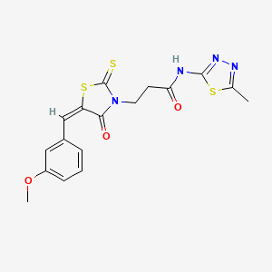 molecular formula C17H16N4O3S3 B4629729 3-[5-(3-methoxybenzylidene)-4-oxo-2-thioxo-1,3-thiazolidin-3-yl]-N-(5-methyl-1,3,4-thiadiazol-2-yl)propanamide 