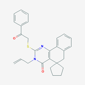 molecular formula C27H26N2O2S B462975 2-phenacylsulfanyl-3-prop-2-enylspiro[6H-benzo[h]quinazoline-5,1'-cyclopentane]-4-one CAS No. 337495-75-7