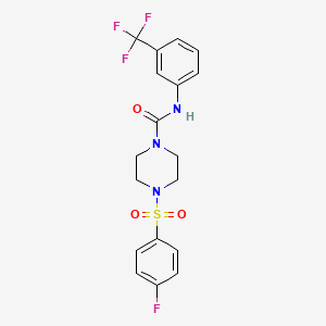 molecular formula C18H17F4N3O3S B4629805 4-[(4-fluorophenyl)sulfonyl]-N-[3-(trifluoromethyl)phenyl]-1-piperazinecarboxamide 