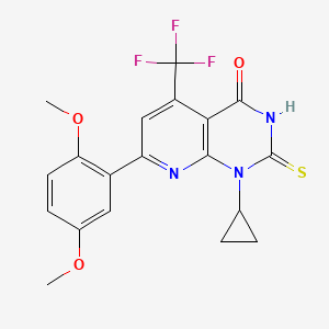 molecular formula C19H16F3N3O3S B4629850 1-cyclopropyl-7-(2,5-dimethoxyphenyl)-2-mercapto-5-(trifluoromethyl)pyrido[2,3-d]pyrimidin-4(1H)-one 