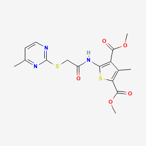 molecular formula C16H17N3O5S2 B4629865 3-甲基-5-({[(4-甲基-2-嘧啶基)硫代]乙酰}氨基)-2,4-噻吩二甲酸二甲酯 