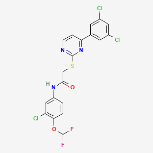 molecular formula C19H12Cl3F2N3O2S B4629877 N-[3-chloro-4-(difluoromethoxy)phenyl]-2-{[4-(3,5-dichlorophenyl)-2-pyrimidinyl]thio}acetamide 