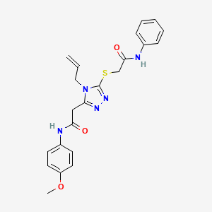 molecular formula C22H23N5O3S B4629904 2-{4-allyl-5-[(2-anilino-2-oxoethyl)thio]-4H-1,2,4-triazol-3-yl}-N-(4-methoxyphenyl)acetamide 