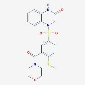 molecular formula C20H21N3O5S2 B4629909 4-{[4-(methylthio)-3-(4-morpholinylcarbonyl)phenyl]sulfonyl}-3,4-dihydro-2(1H)-quinoxalinone 