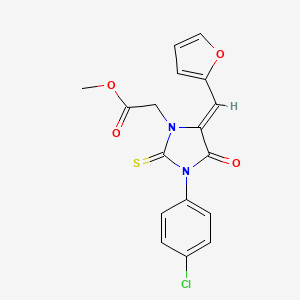 molecular formula C17H13ClN2O4S B4629927 乙酰基[3-(4-氯苯基)-5-(2-呋喃基亚甲基)-4-氧代-2-硫代-1-咪唑烷基]甲酯 