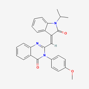 molecular formula C27H23N3O3 B4629933 2-[(1-isopropyl-2-oxo-1,2-dihydro-3H-indol-3-ylidene)methyl]-3-(4-methoxyphenyl)-4(3H)-quinazolinone 