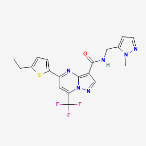 molecular formula C19H17F3N6OS B4630024 5-(5-ethyl-2-thienyl)-N-[(1-methyl-1H-pyrazol-5-yl)methyl]-7-(trifluoromethyl)pyrazolo[1,5-a]pyrimidine-3-carboxamide 