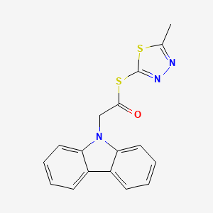 molecular formula C17H13N3OS2 B4630058 S-(5-methyl-1,3,4-thiadiazol-2-yl) 9H-carbazol-9-ylethanethioate 