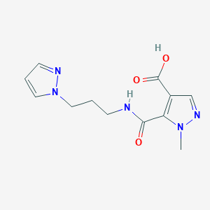 molecular formula C12H15N5O3 B4630065 1-methyl-5-({[3-(1H-pyrazol-1-yl)propyl]amino}carbonyl)-1H-pyrazole-4-carboxylic acid 