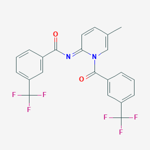 molecular formula C22H14F6N2O2 B4630069 N-[5-methyl-1-[3-(trifluoromethyl)benzoyl]-2(1H)-pyridinylidene]-3-(trifluoromethyl)benzamide 