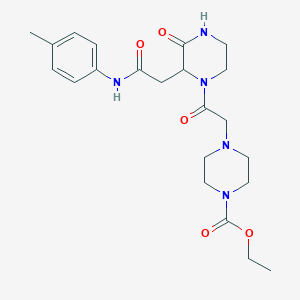 molecular formula C22H31N5O5 B4630154 ethyl 4-[2-(2-{2-[(4-methylphenyl)amino]-2-oxoethyl}-3-oxo-1-piperazinyl)-2-oxoethyl]-1-piperazinecarboxylate 