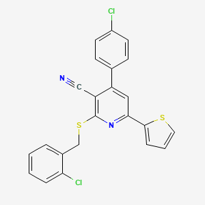 molecular formula C23H14Cl2N2S2 B4630182 2-[(2-chlorobenzyl)thio]-4-(4-chlorophenyl)-6-(2-thienyl)nicotinonitrile 