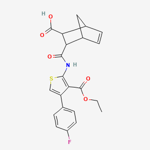 molecular formula C22H20FNO5S B4630216 3-({[3-(ethoxycarbonyl)-4-(4-fluorophenyl)-2-thienyl]amino}carbonyl)bicyclo[2.2.1]hept-5-ene-2-carboxylic acid 