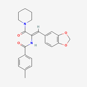 molecular formula C23H24N2O4 B4630224 N-[2-(1,3-benzodioxol-5-yl)-1-(1-piperidinylcarbonyl)vinyl]-4-methylbenzamide 