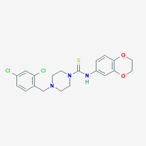 molecular formula C20H21Cl2N3O2S B4630235 4-(2,4-dichlorobenzyl)-N-(2,3-dihydro-1,4-benzodioxin-6-yl)-1-piperazinecarbothioamide 