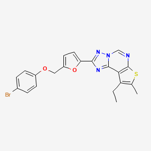 molecular formula C21H17BrN4O2S B4630243 2-{5-[(4-bromophenoxy)methyl]-2-furyl}-9-ethyl-8-methylthieno[3,2-e][1,2,4]triazolo[1,5-c]pyrimidine 