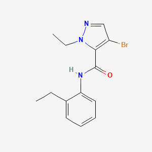 molecular formula C14H16BrN3O B4630293 4-bromo-1-ethyl-N-(2-ethylphenyl)-1H-pyrazole-5-carboxamide 